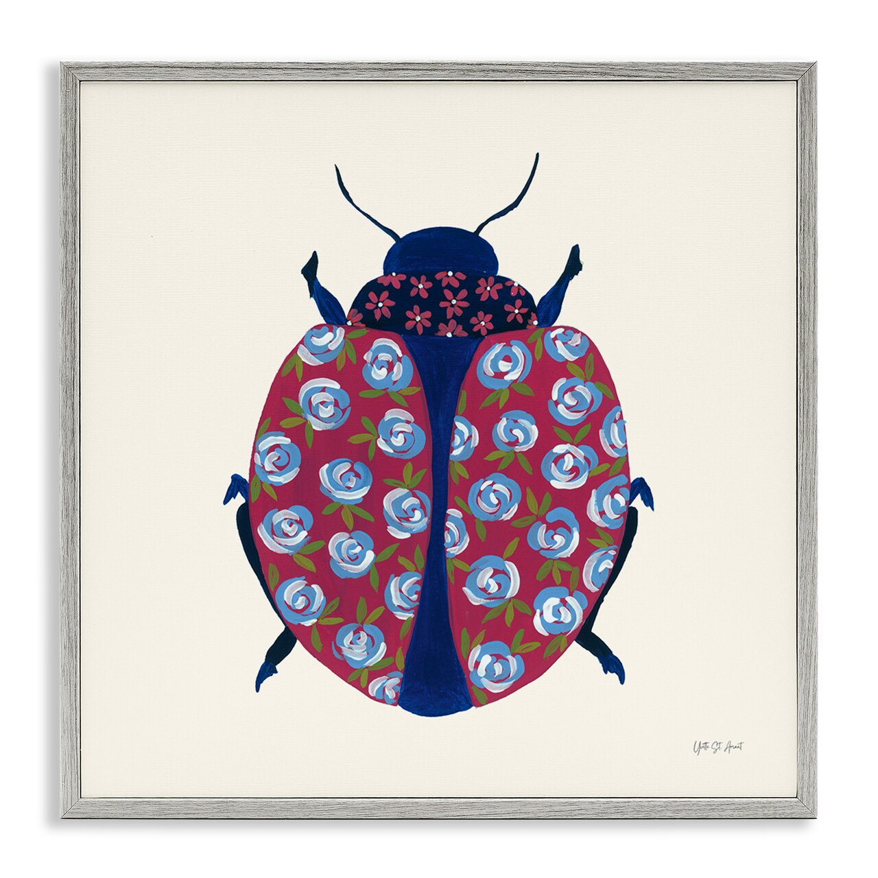 Stupell Industries Rose Blooming Beetle Framed Giclee Wall Art Design by Yvette St. Amant